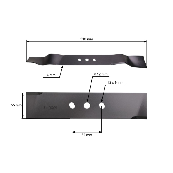 Mulčovací nôž 51 cm (20") pre motorové kosačky Hortmasz Dym Hortus Leroy Merlin Victus Nac