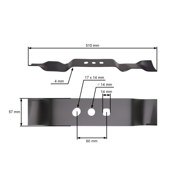Mulčovací nôž 51 cm (20") pre motorové kosačky NAC Krysiak Vega Ursus Hyundai