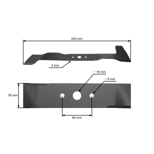 Mulčovací nôž 52 cm (20") ľavý pre záhradné traktory Brill Castel Garden Gardena Honda John Deere Solo Stiga Viking (OEM 6151 702 0100 SB82004347/0 1136-1030-01)