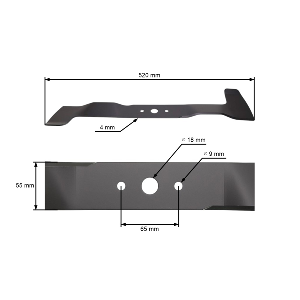 Mulčovací nôž 52 cm (20") ľavý pre záhradné traktory Brill Castel Garden Gardena Honda John Deere Solo Stiga Viking (OEM 6151 702 0100 SB82004347/0 1136-1030-01)