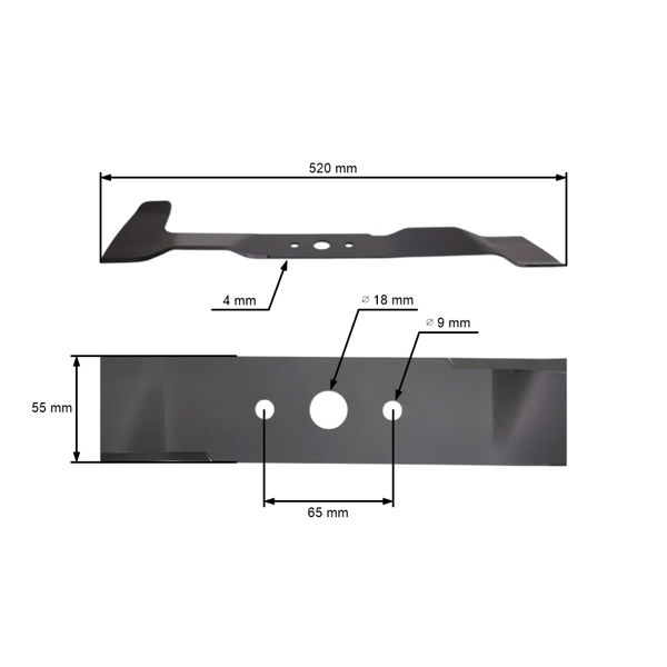 Mulčovací nôž 52 cm (20") pravý pre záhradné traktory Brill Castel Garden Gardena Honda John Deere Solo Stiga Viking (OEM SB82004348/0 1136-1031-01 6151 702 0106)