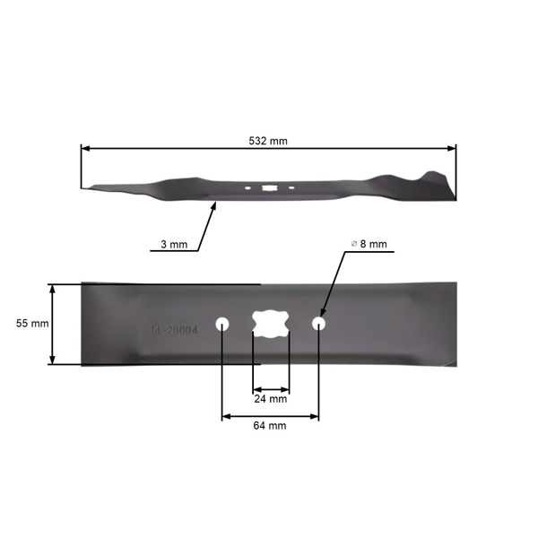 Mulčovací nôž 53,2 cm (21") pre MTD Cub Cadet Efco Oleo-Mac Fleurelle Mac Allister Troy Bilt Yardman (OEM 742-04100 742-0741 742-0741A)