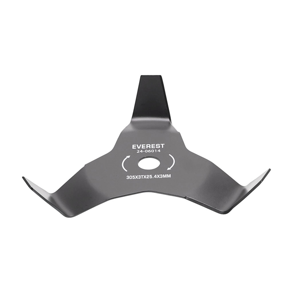 Mulčovací oceľový nôž 3 zubý rozmer 305 mm x 25,4 mm x 3,0 mm pre krovinorezy a motorové vyžínače