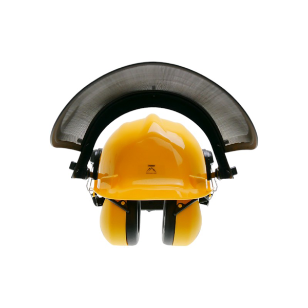 Ochranná prilba s chráničmi sluchu pre motorové píly krovinorezy a ďalšiu záhradnú techniku
