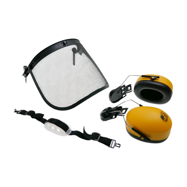 Ochranná prilba s chráničmi sluchu pre motorové píly krovinorezy a ďalšiu záhradnú techniku