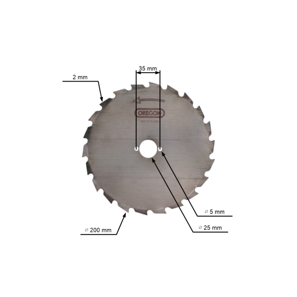 Oregon Maxi oceľový univerzálny nôž 22 zubový rozmer 200 mm x 1,5 mm pre krovinorezy a motorové vyžínače Stihl Husqvarna Partner Jonsered Oleomac Dolmar Makita Honda