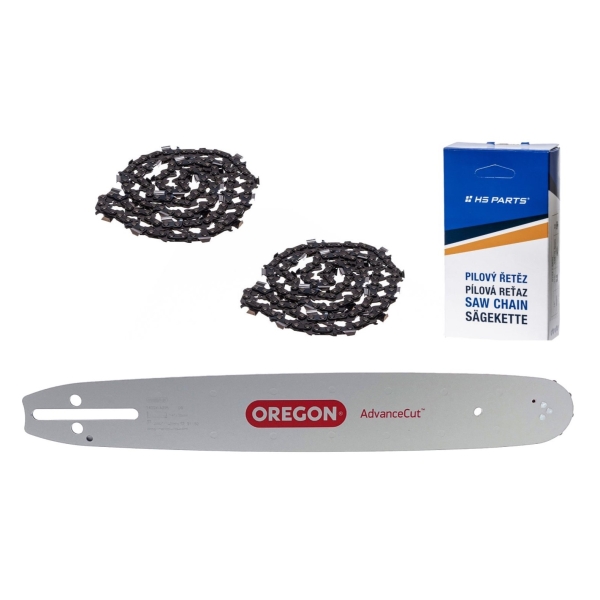 Oregon vodiaca lišta 140SXEA095 14" (35 cm) 3/8" .050" (1,3 mm) + 2 x HS PARTS pílová reťaz 52 článkov hranatý zub pre Husqvarna 36 41 136 137 141 236 240 T435 335XPT 333 334 Jonsered 2035 2115 2117 2138 CS2234 CS2236T Solo 614 630 633 636