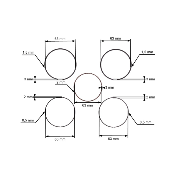 Piestne krúžky pre motory Honda GX160 GXV160 68 mm (OEM 13010-ZF1-023 13010-ZL0-003)
