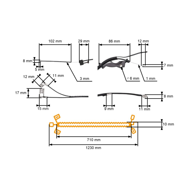 Plynové lanko pre krovinorezy Husqvarna 343R 343FR 343F 345FX 345FXT Jonsered BC2145 CC2145 FC2145S (OEM 544977801)