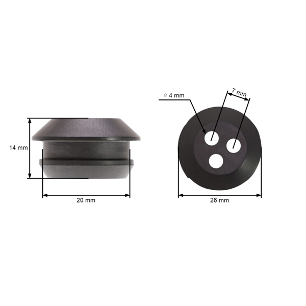 Priechodka palivovej nádrže pre motorové píly krovinorezy a ďalšiu záhradnú techniku priemer 20,0 mm výška 14,0 mm