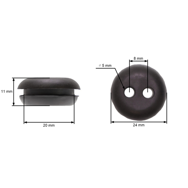 Priechodka palivovej nádrže pre motorové píly, krovinorezy a iné záhradné zariadenia 19,5 mm výška 11,0 mm otvor na hadičky 4,50 mm