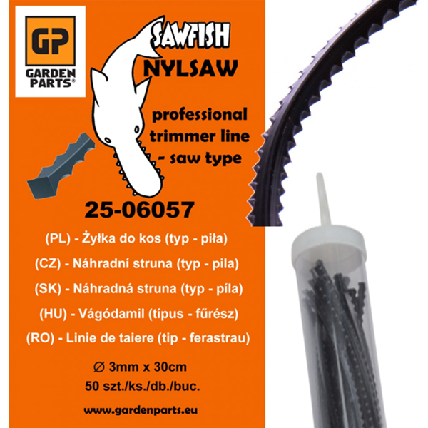 Rezná struna priemer 3,0 mm dĺžka 30 cm balenie 50 ks profilová píla pre krovinorezy a vyžínače