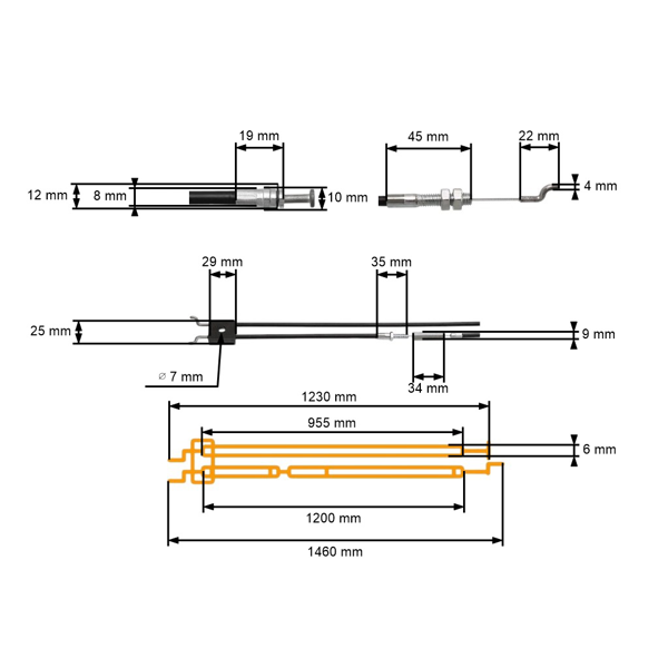 Sada kompletných laniek na zapnutie/vypnutie motora pre čínske a hobby kosačky NAC NGP (OEM S510)