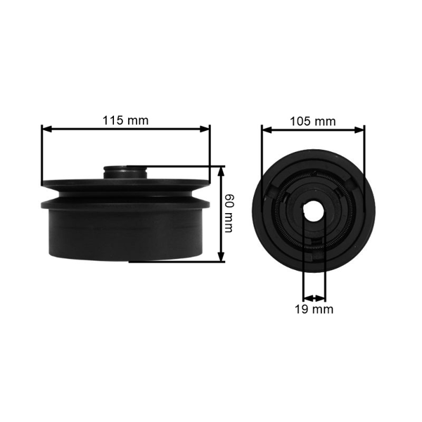 Spojka pre motorové kultivátory vonkajší priemer 115 mm x priemer otvoru 20 mm na 1 klinový remeň 10 mm
