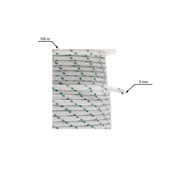 Štartovacie lanko 100 m x 5,0 mm pre motorové píly, krovinorezy, motorové kosačky a iné záhradné zariadenia