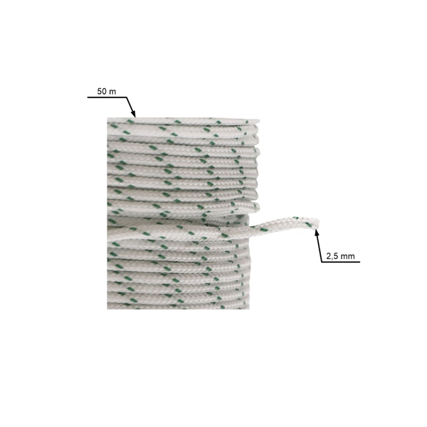 Štartovacie lanko 2,5 mm x 50 m pre motorové píly krovinorezy postrekovača a ďalšiu záhradnú techniku