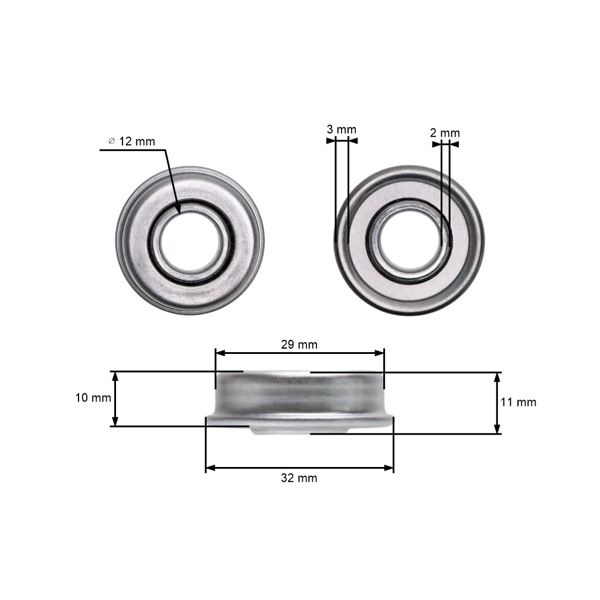 Univerzálne ložisko 12,2 mm x 28,6 mm x 11 mm pre kolesá záhradnej kosačky