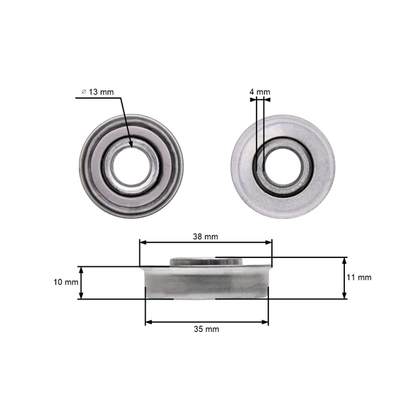 Univerzálne ložisko kolesa pre motorové a elektrické kosačky 35 mm x 11,0 mm x 12,8 mm