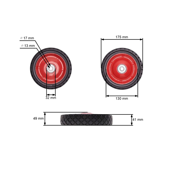 Univerzálne oceľové koleso s ložiskom pre záhradné kosačky priemer 175 mm gumová pneumatika