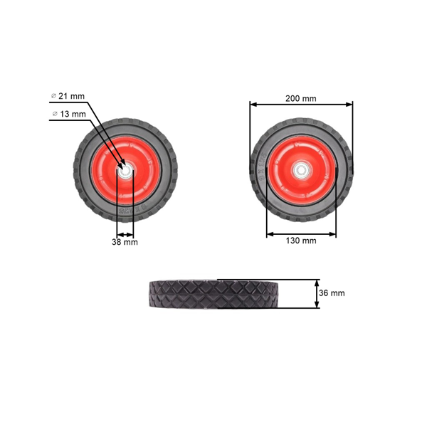 Univerzálne oceľové koleso s ložiskom pre záhradné kosačky priemer 200 mm gumová pneumatika