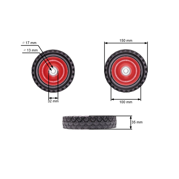 Univerzálne oceľové koleso s ložiskom pre záhradné kosačky Priemer gumovej pneumatiky 150 mm
