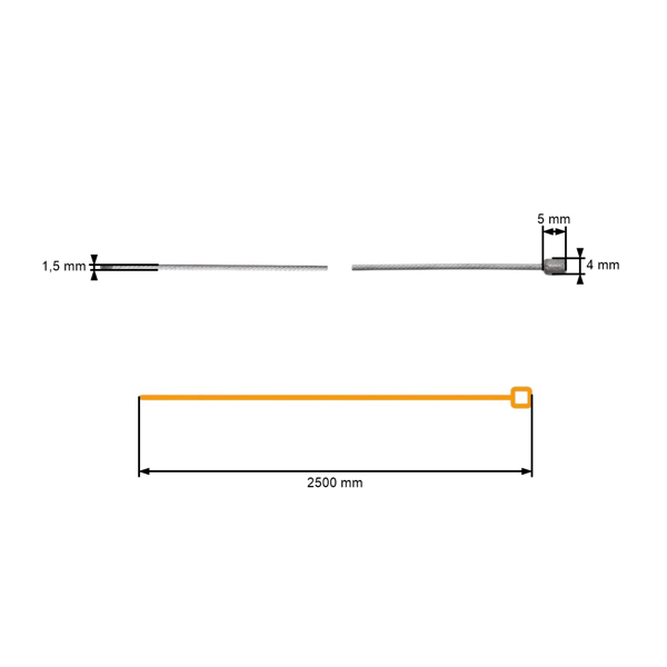 Univerzálne oceľové lanko z nehrdzavejúcej ocele veľkosti 2500 mm typu malé T