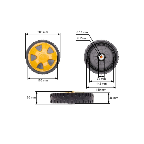 Univerzálne plastové koleso s ložiskom pre záhradné kosačky priemer 200 mm