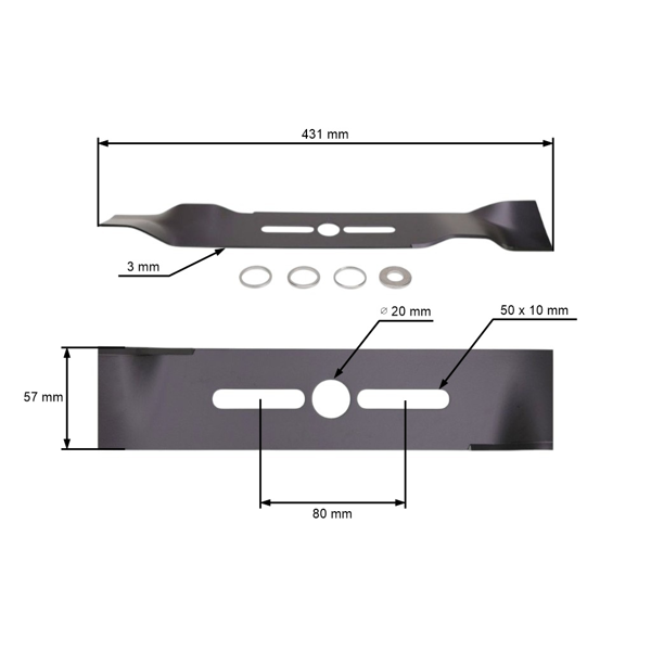 Univerzálny mulčovací nôž pre kosačky na trávu 43,1 cm (17")