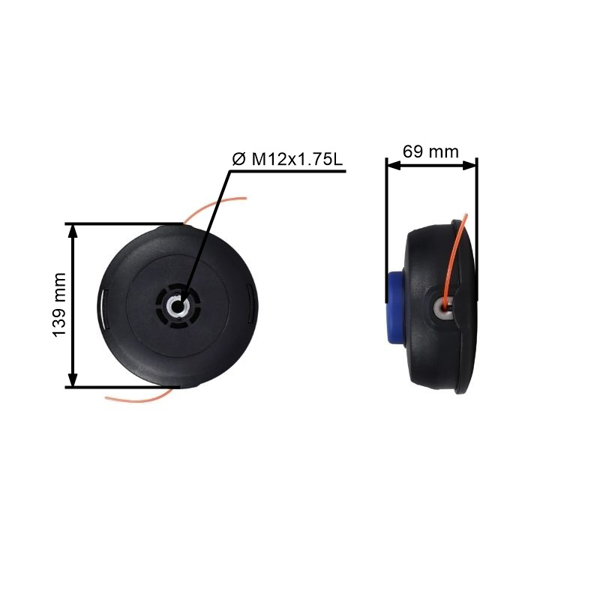 Vyžínacia hlava T45 12 x 1.75 pre krovinorezy Husqvarna 240R 250R 250RX 335L 335RX 343R 345FX 345RX 355FX 555FX (OEM 544972603 578446801 531008602)