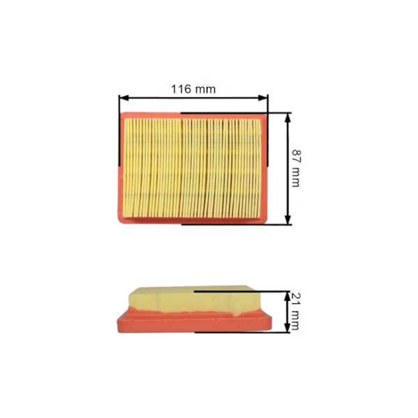 Vzduchový filter 116 mm x 87 mm x 21 mm pre motory Zongshen NH150H (OEM 100030663)
