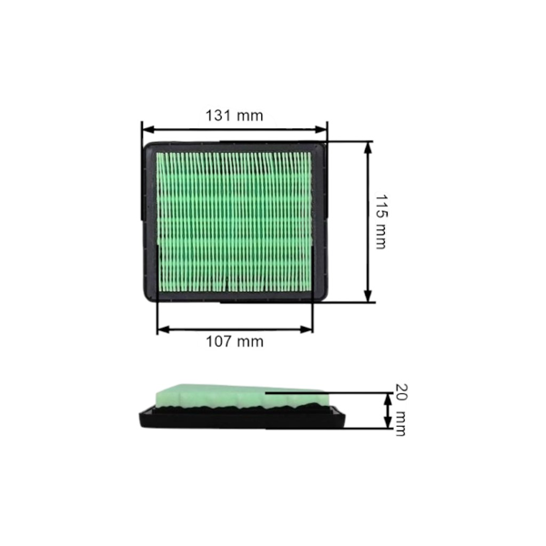 Vzduchový filter 131 mm x 115 mm x 20 mm pre motory Briggs & Stratton Quantum 3,0 PS - 6,0 PS Honda GC135 GCV135 GCV160 GCV160 GCV190 GCV190 (OEM 399959 491588 17211-ZL8-023)