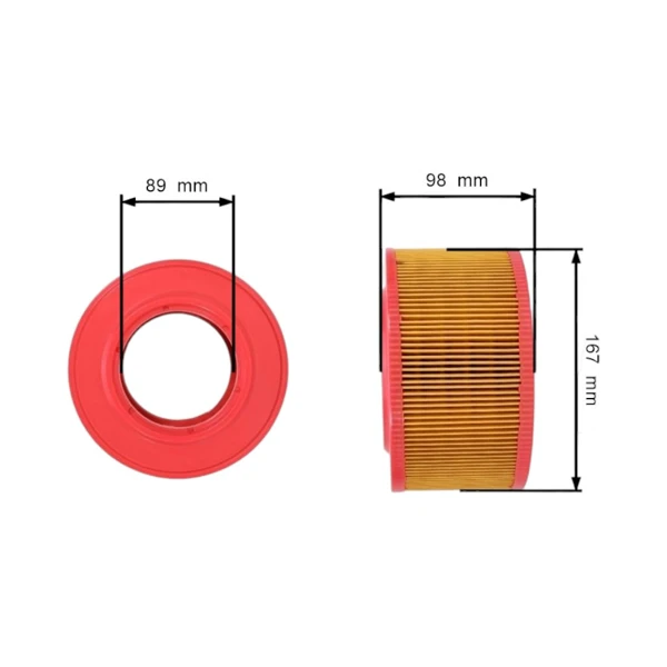 Vzduchový filter 167 mm x 98 mm x 89 mm pre motory Hatz 1D81 1D90 1D90V 1D90W (OEM 01493000 01493001 MN000004 2-80199209 4700239423)