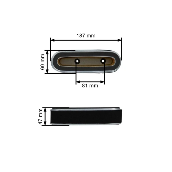 Vzduchový filter 185 mm x 47 mm pre motory Honda GXV160 HR216 HRU216 HRA216 HRU216D HUT216 HRU19 (OEM 17211-ZE7-W03 17211-ZE7-W01 17211-ZE7-W02)