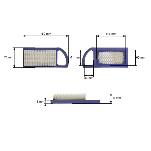 Vzduchový filter pre motory Briggs & Stratton Power Built OHV I/C OHV AVS 8,0 PS - 13,5 PS (OEM 697775 794421 797007 698413 697152 695643)