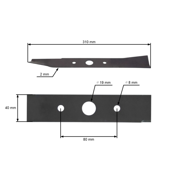 Žací nôž 31 cm (12") pre elektrické kosačky Kabit Irys Einhell Royal 800E Royal 1300E (OEM 3015000)
