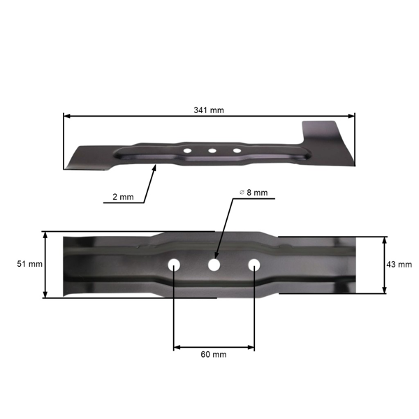 Žací nôž 34,1 cm (13") pre elektrické kosačky Bosch Rotak (OEM F016800271 F016L65157)