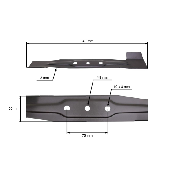 Žací nôž 34 cm (13") pre elektrické kosačky Leroymerlin Sterwins 340-EP-3 (OEM 45267803 26300297601)