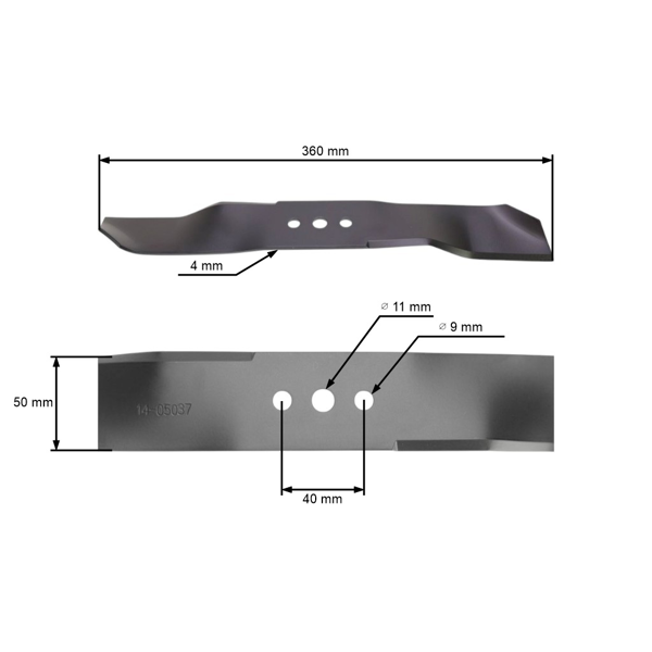 Žací nôž 36 cm (14") pre záhradné traktory a ridery Husqvarna Jonsered (OEM 579652510 505544501 544067701 579652501)