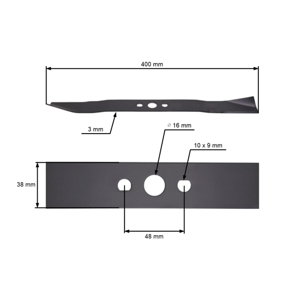 Žací nôž 40 cm (16") pre Hortmasz Dym Hortus Leroy Merlin Victus (OEM 26300100401)