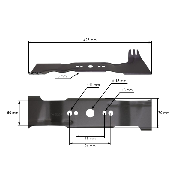 Žací nôž 42,5 cm (17") pre Stihl Viking MB 450 MB 450 M MB 450 X MB 455 MB 455 M (OEM 63407020100)