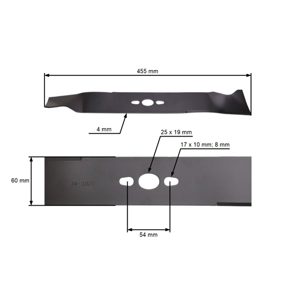 Žací nôž 45,5 cm (18") pre motorové kosačky NAC Ryobi (OEM 2014/70130350 5131027797 S461VH-6-02 5131033997)