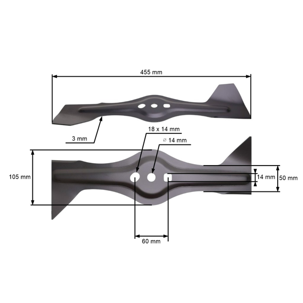 Žací nôž 45,5 cm (18") so zberačom pre motorové kosačky Hecht Avenberg Fieldmann Vega (OEM 50G3510000000)