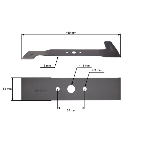Žací nôž 46 cm (18") ľavý pre záhradný traktor Castelgarden (OEM SB82004344/0 1136-0458-01)