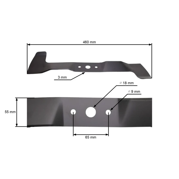 Žací nôž 46 cm (18") pravý pre záhradné traktory Castel Garden Gardena Honda John Deere Solo Stiga Viking Oleo-Mac Efco Alpina (OEM SB82004345/0 1136-0459-01)