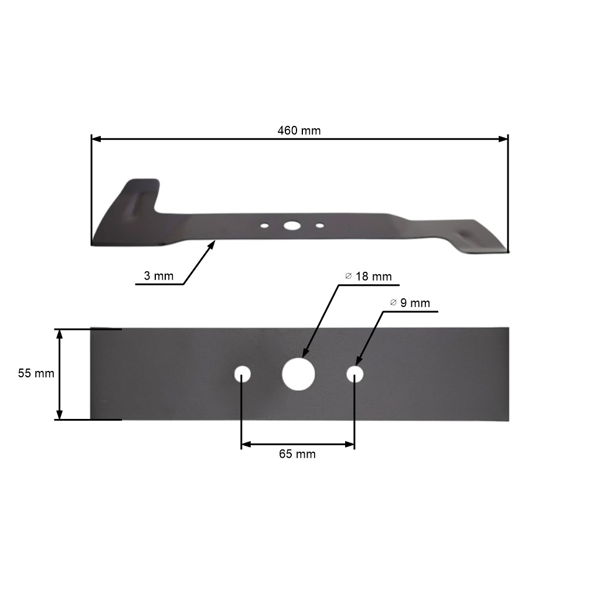 Žací nôž 46 cm (18") pravý pre záhradné traktory Castelgarden (OEM SB82004345/0 1136-0459-01)