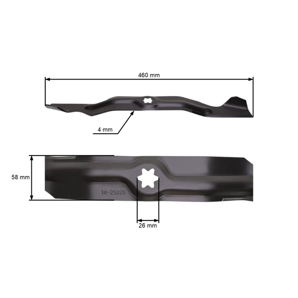 Žací nôž 46 cm (18") pre záhradné traktory MTD Cub Cadet Gutbrod Massey Ferguson Yardman (OEM 942-04053A 942-04053 742-04053A 742-04053)