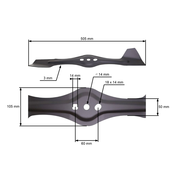Žací nôž 50,5 cm (20") so zberačom pre motorové kosačky Hecht Avenberg Fieldmann Vega (OEM 50G5510000000)