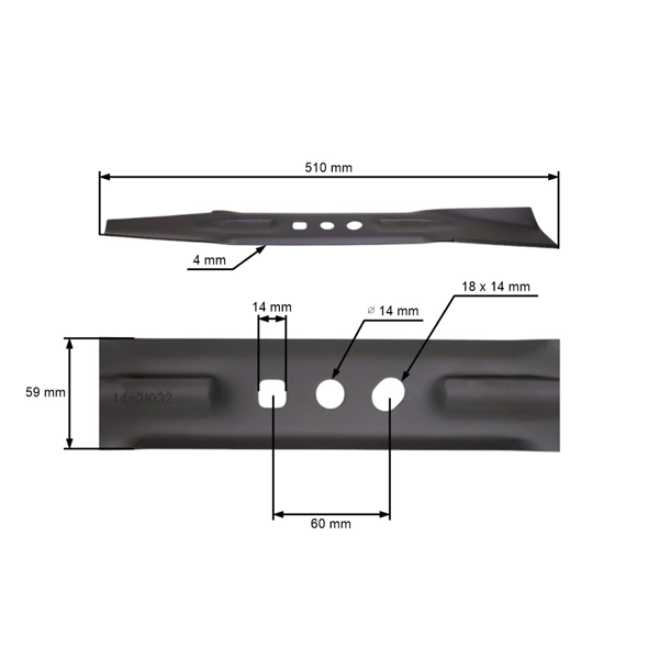 Žací nôž 51 cm (20") pre motorové kosačky NAC Krysiak Vega Ursus Hyundai