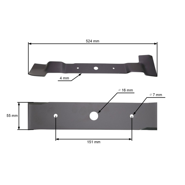 Žací nôž 52,4 cm (21") ľavý pre záhradné traktory AL-KO Alko Dolmar (OEM 514841 521208 663.521.207)