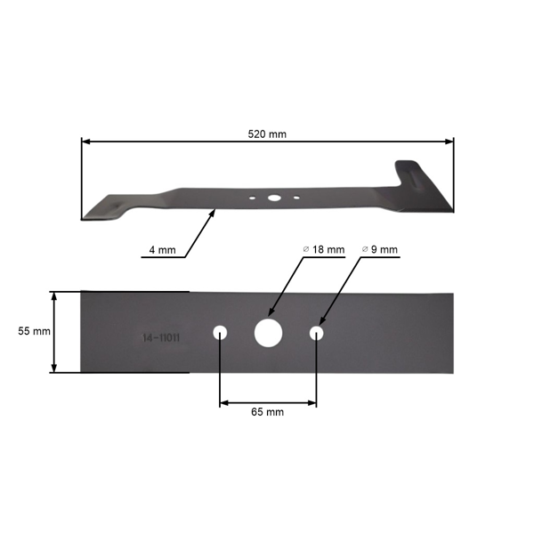 Žací nôž 52 cm (20") ľavý pre záhradné traktory Brill Castel Garden Gardea Honda Iseki Sabo John Deere Solo Stiga Viking (OEM 82004340/1 SB82004340/1 6151 702 0100)